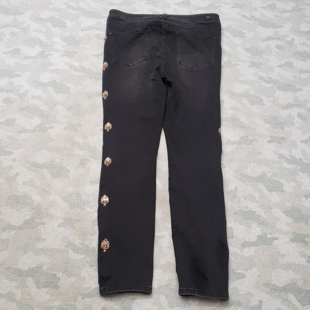 Pilcro and The Letterpress Jeans Womens 31 Black Embroidered Boho Ornate Skinny - Picture 10 of 12